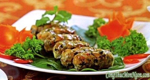 Chả ốc cuốn mỡ chài